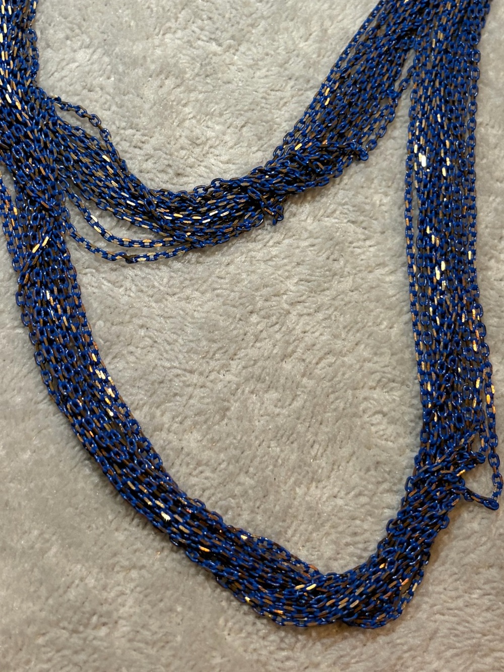 Cara N.Y. Blue Multi Strand Chain Necklace Long Statement Y2K 2010s